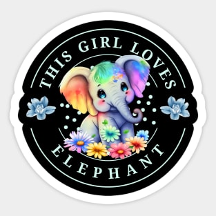this girl loves elephant cute baby colorful elephant Sticker